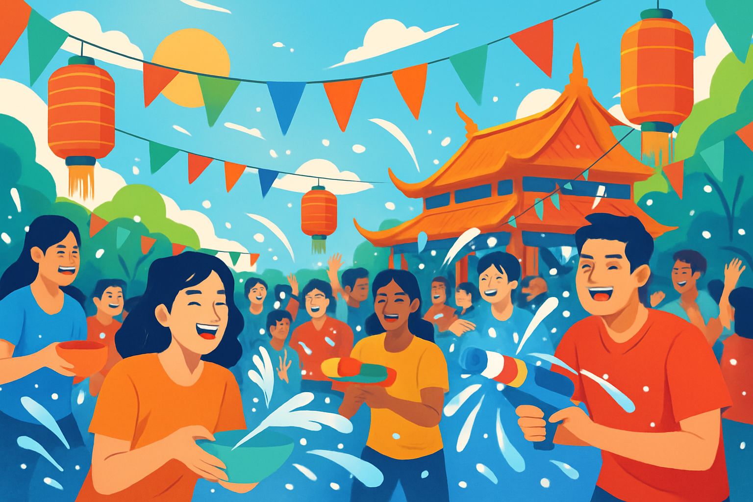 Festival asiatique en avril illustrant l'ambiance et le climat agréable
