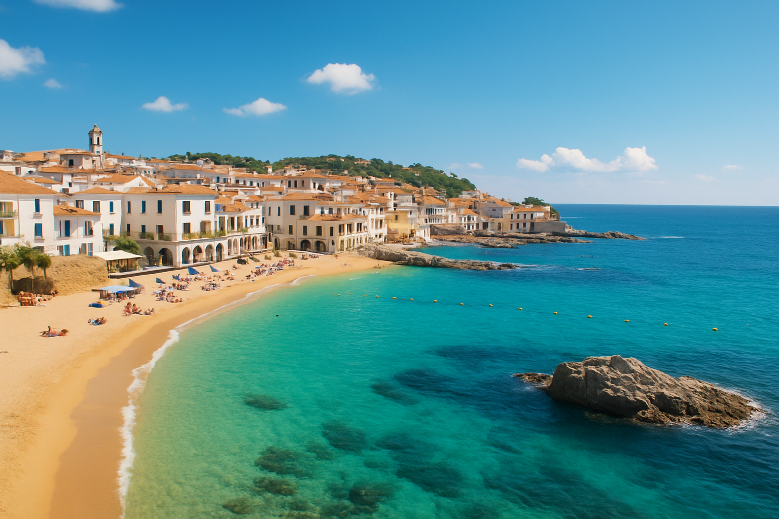 Village côtier typique près de Barcelone au début de l'été, idéal pour une excursion d'une journée