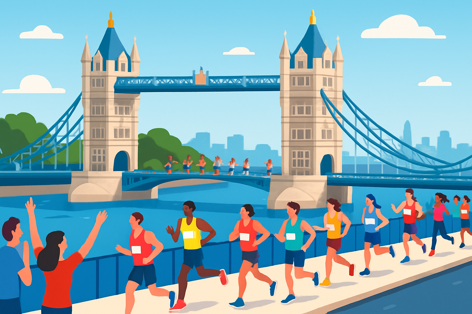 Le parcours emblématique du Marathon de Londres traversant les monuments célèbres comme Tower Bridge