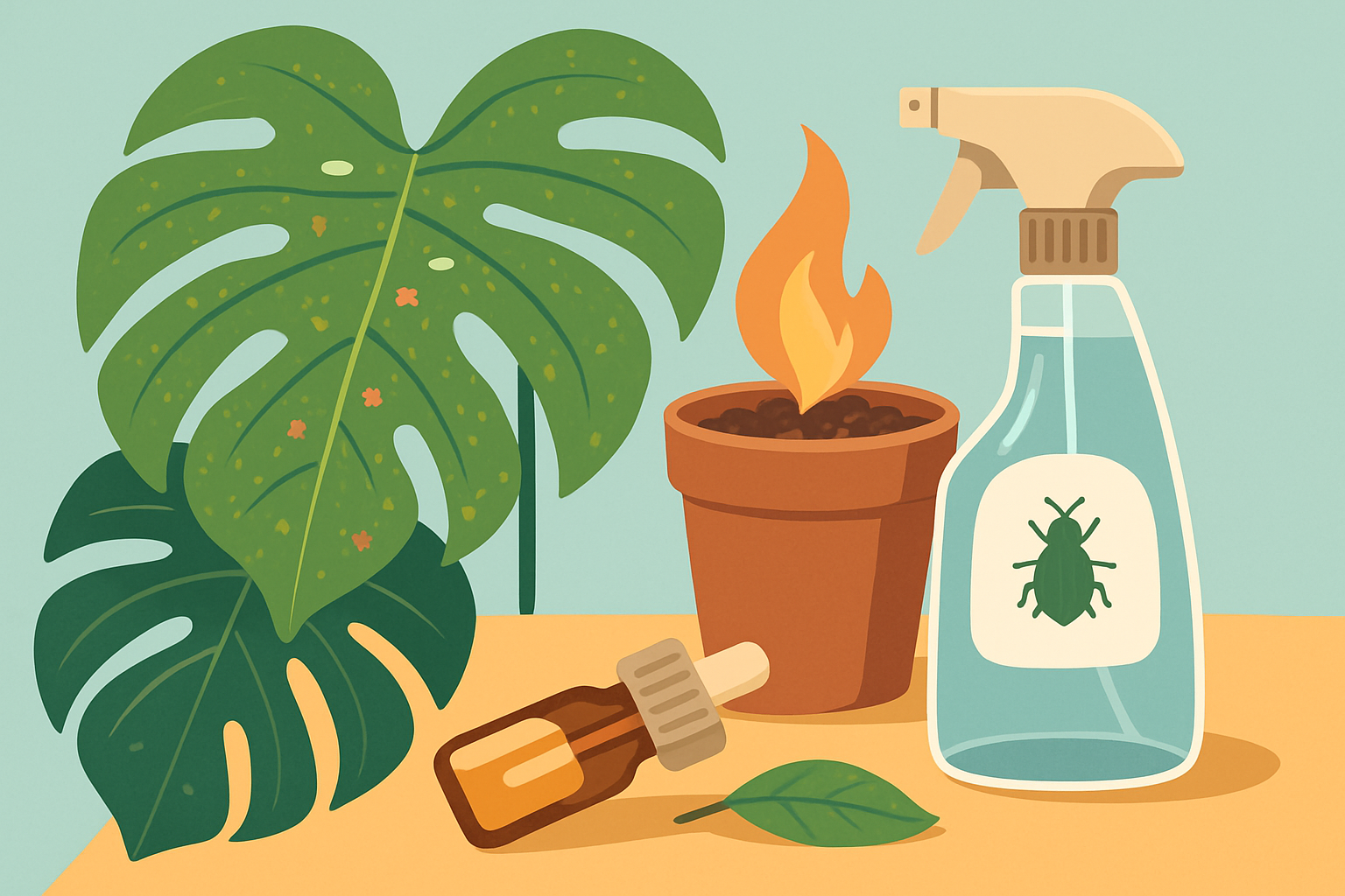 Feuilles d’æplante du Brésil présentant des parasites communs et des traitements naturels pour lutter contre eux.