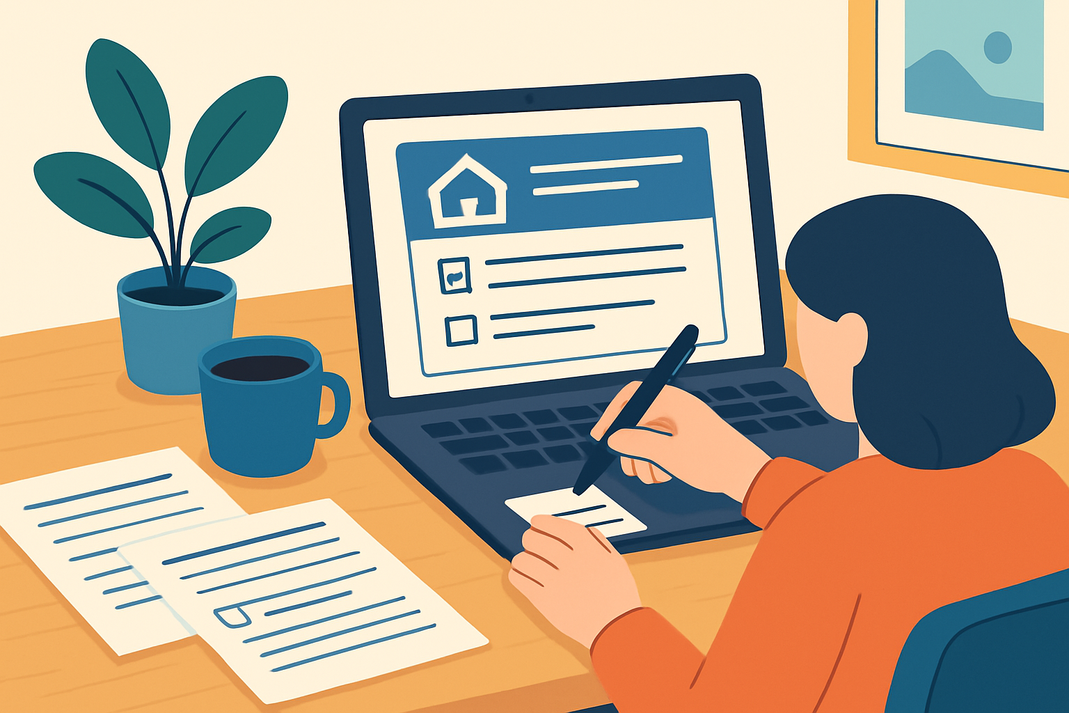 Image illustrant une personne en train de remplir une demande d'aide au logement en ligne