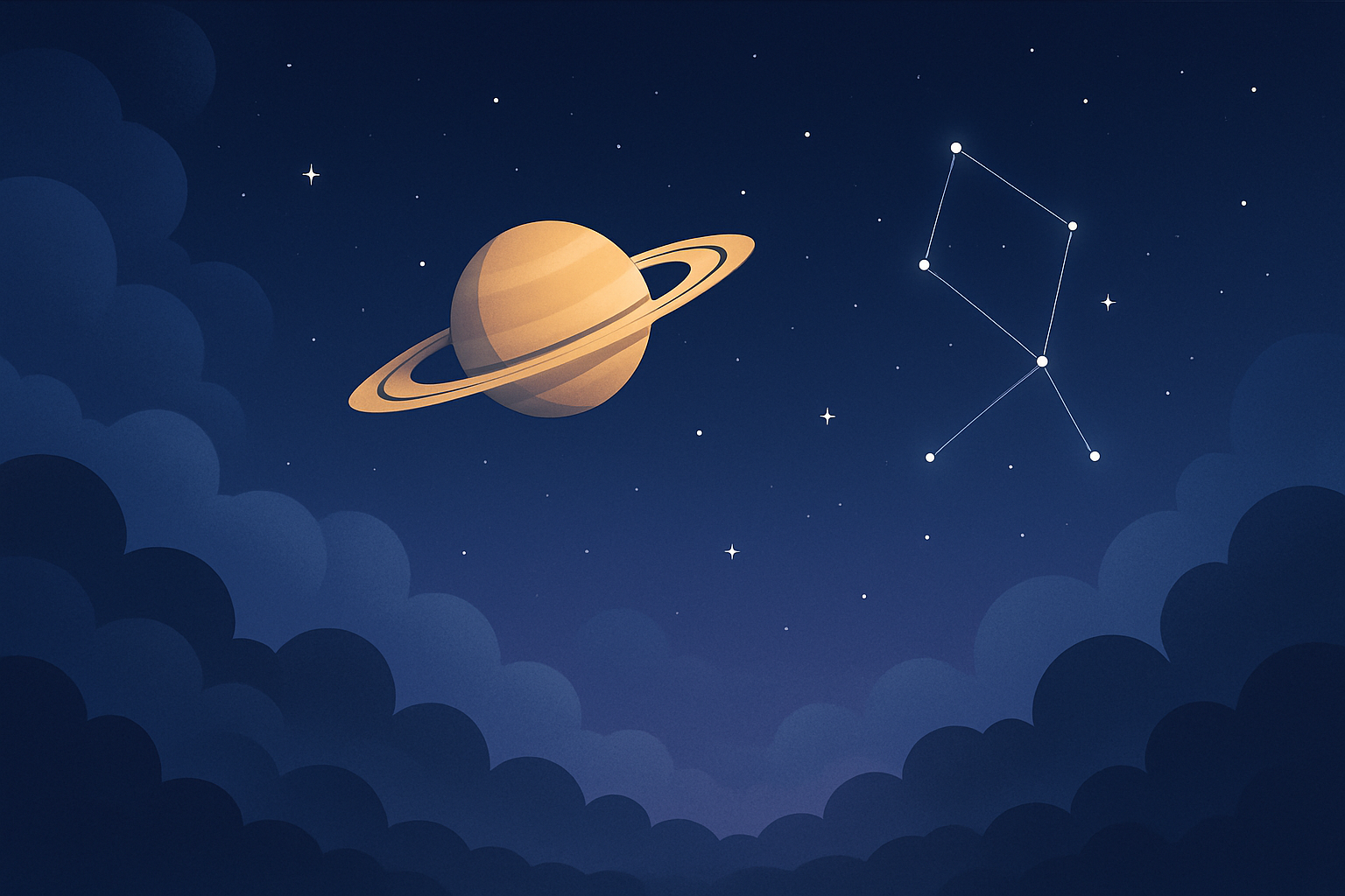 Ciel nocturne dégagé montrant Saturne visible parmi les étoiles, idéal pour une séance d'observation.
