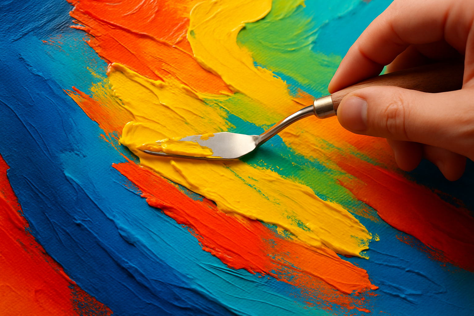 Application des techniques de base avec le couteau à palette sur une toile abstraite