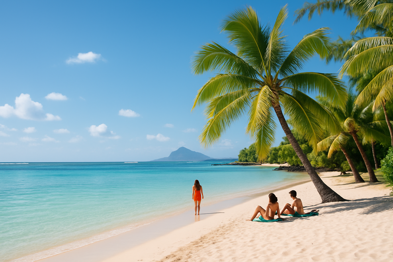 Plage paradisiaque à l'île Maurice, représentant la qualité de vie et l'environnement pour les expatriés français