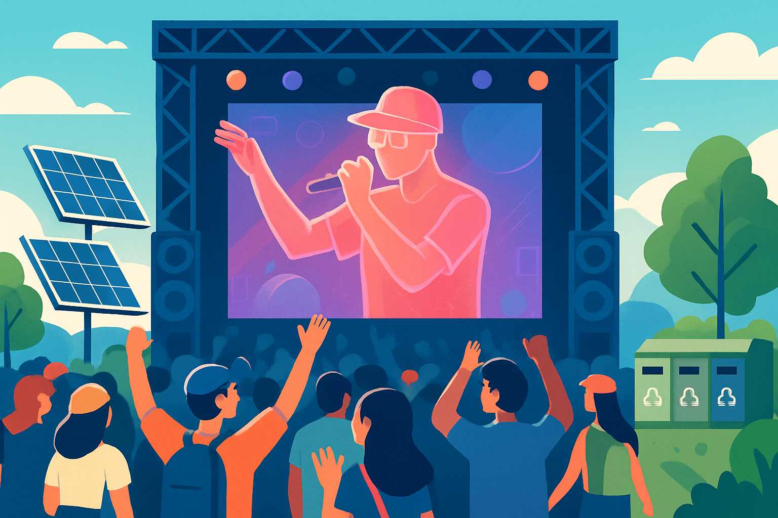 Festival hip-hop en 2025 intégrant réalité augmentée, animation numérique et espaces éco-responsables pour une expérience innovante.