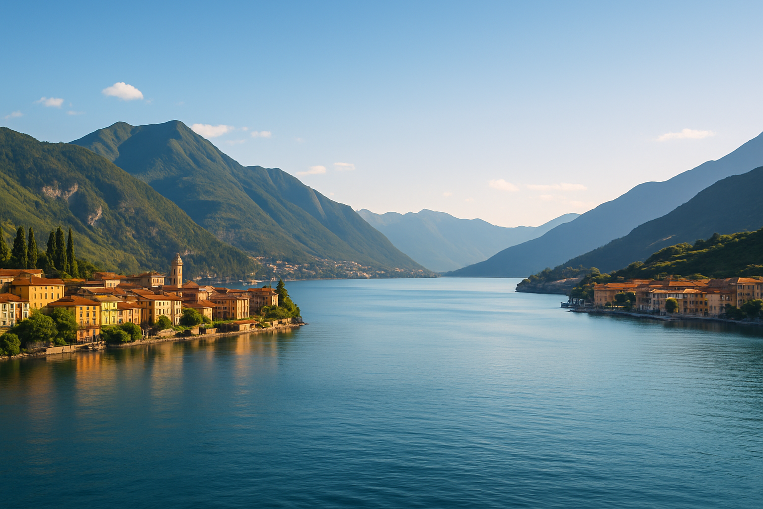 Panorama typique d’un lac italien, illustrant la beauté naturelle et les villages qui caractérisent ces destinations.