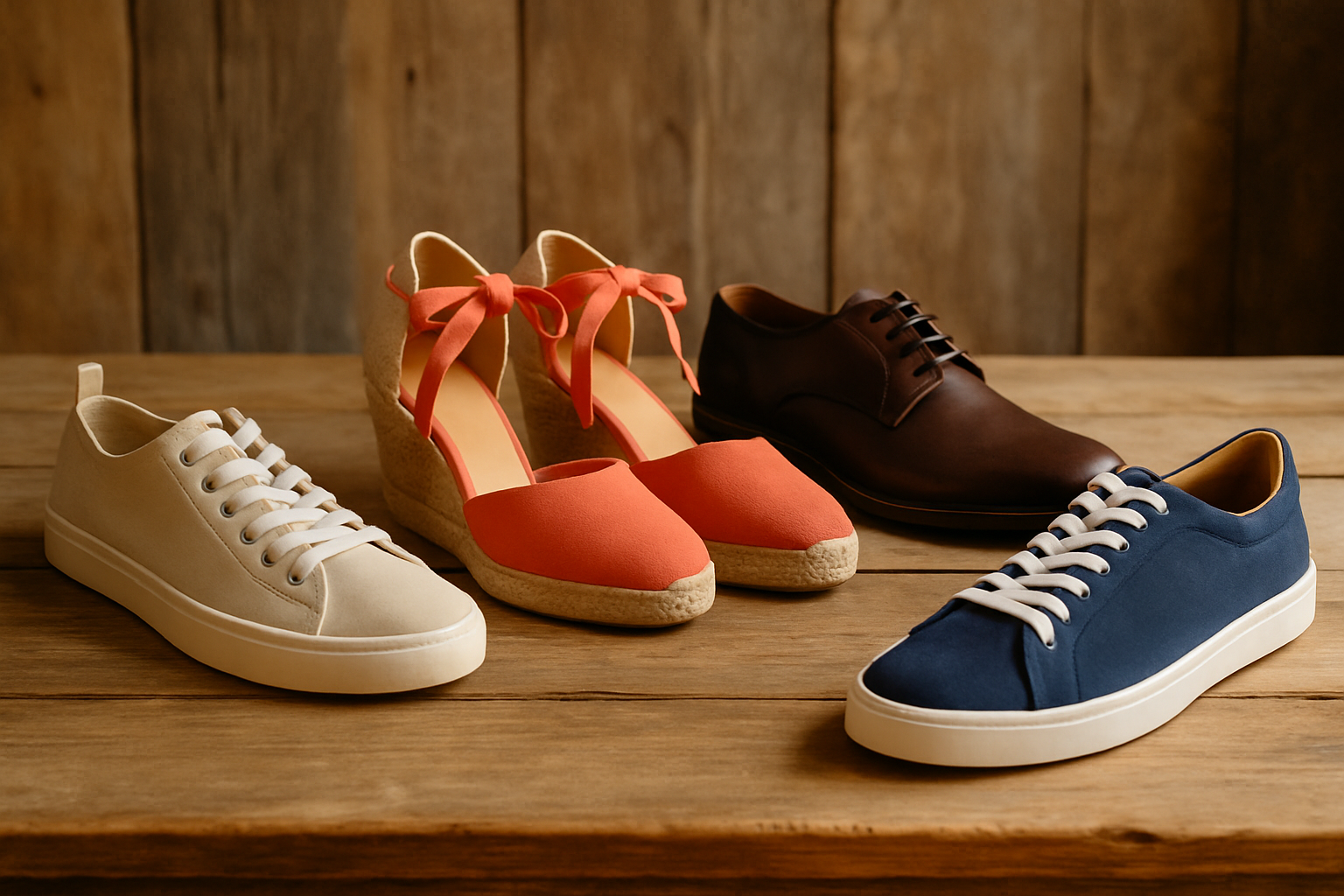 Collection variée de chaussures espagnoles emblématiques de marques telles que Camper, Pikolinos, et Magnanni