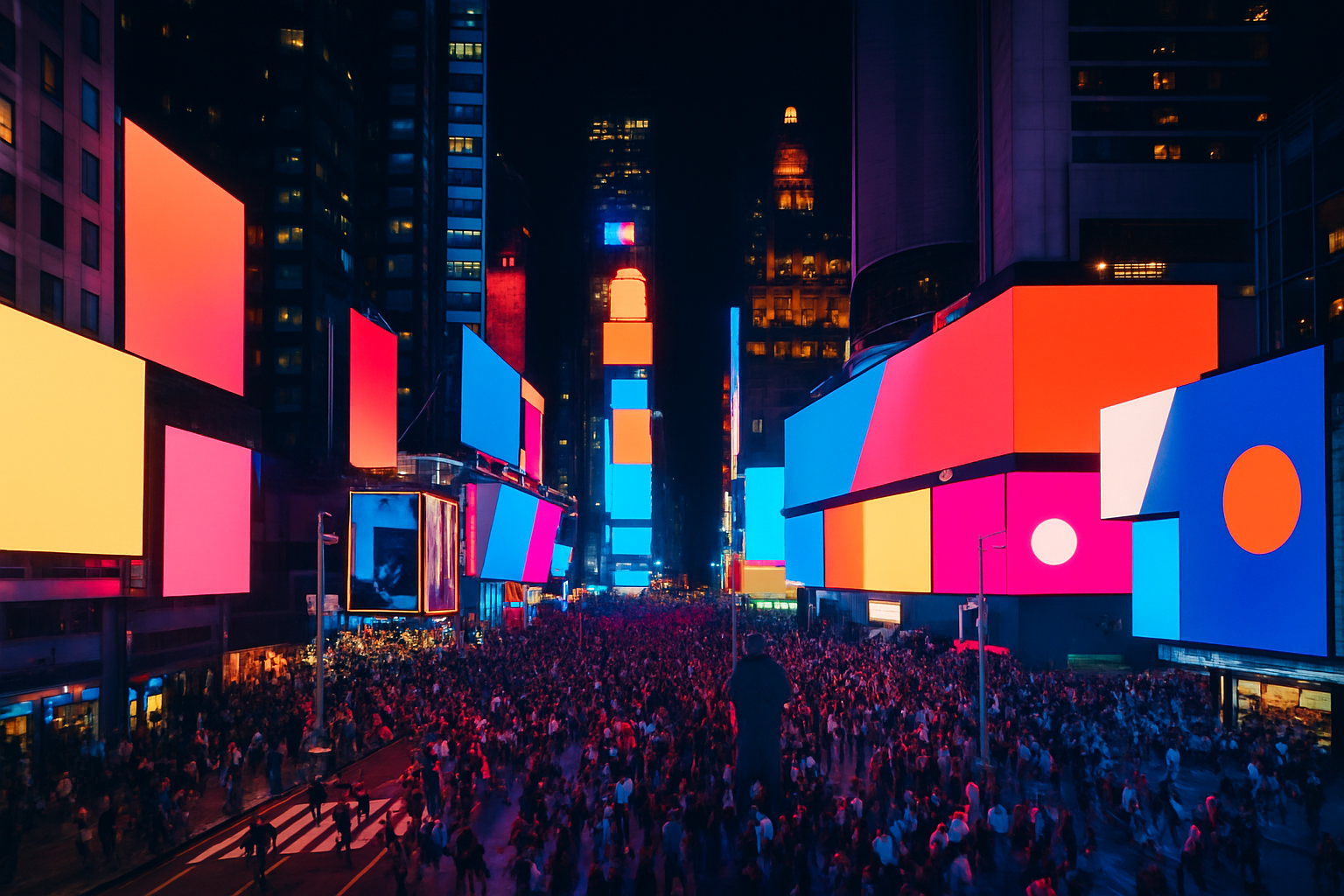 Times Square, cœur vibrant de New York, baigné de lumières et d'énergie même la nuit