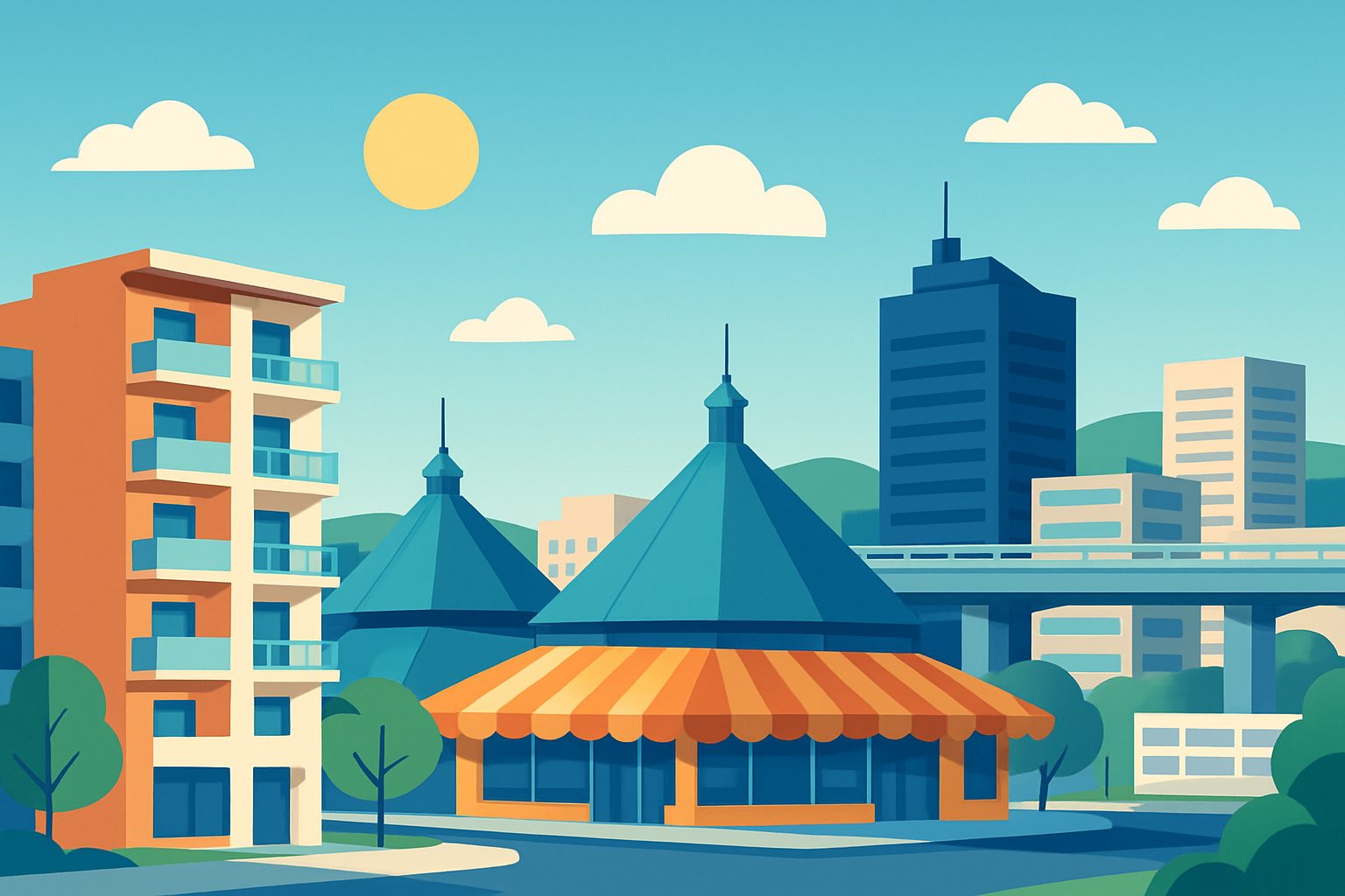 Panorama de Nouméa montrant les différents aspects du logement, des commerces et de la vie urbaine en Nouvelle-Calédonie