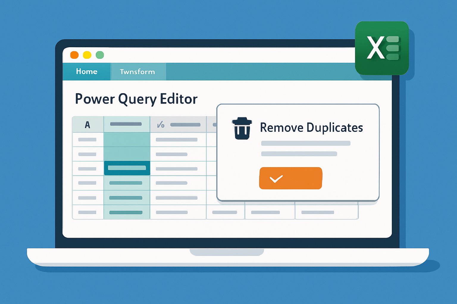 Interface Power Query avec la fonction de suppression des doublons appliquée