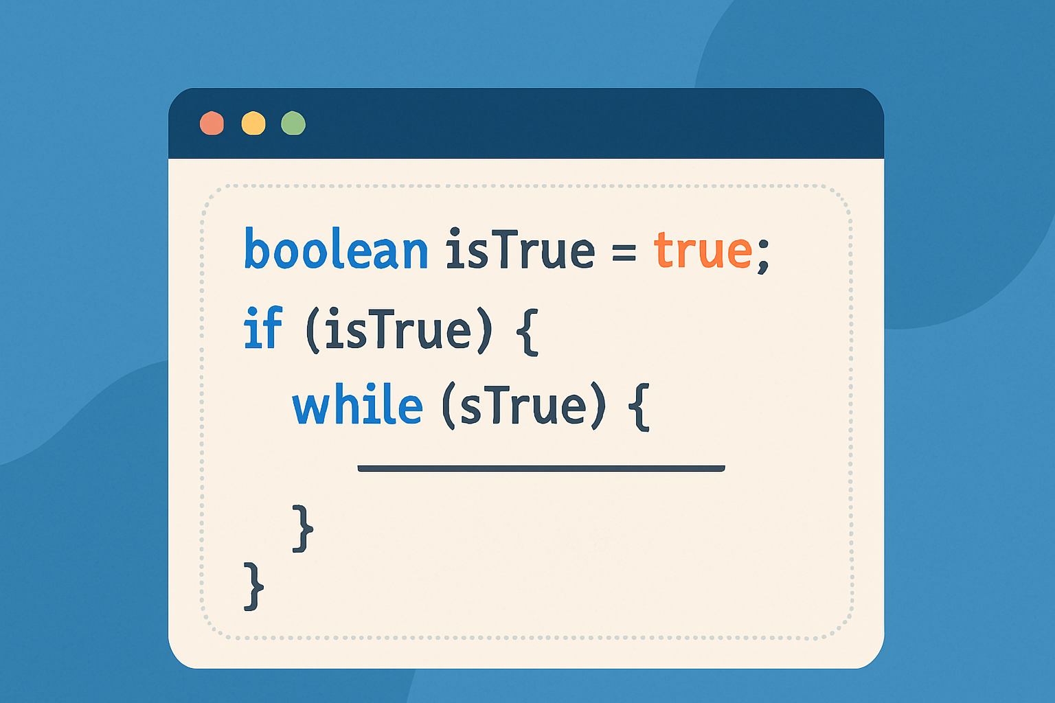 Exemple visuel d’un programme Java utilisant le type boolean dans une condition et une boucle