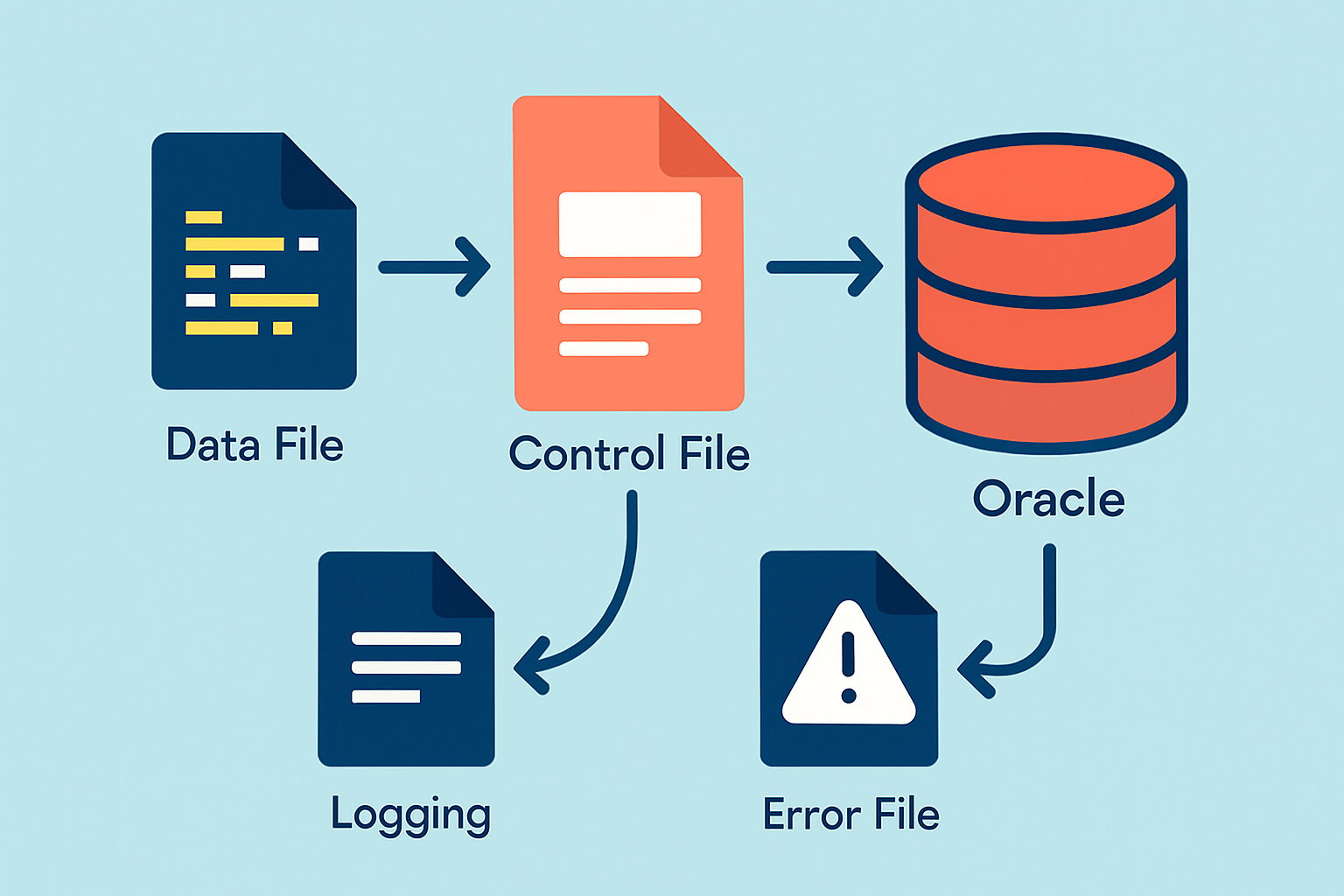 Schéma illustrant le flux des données de l'export au chargement final avec SQL Loader