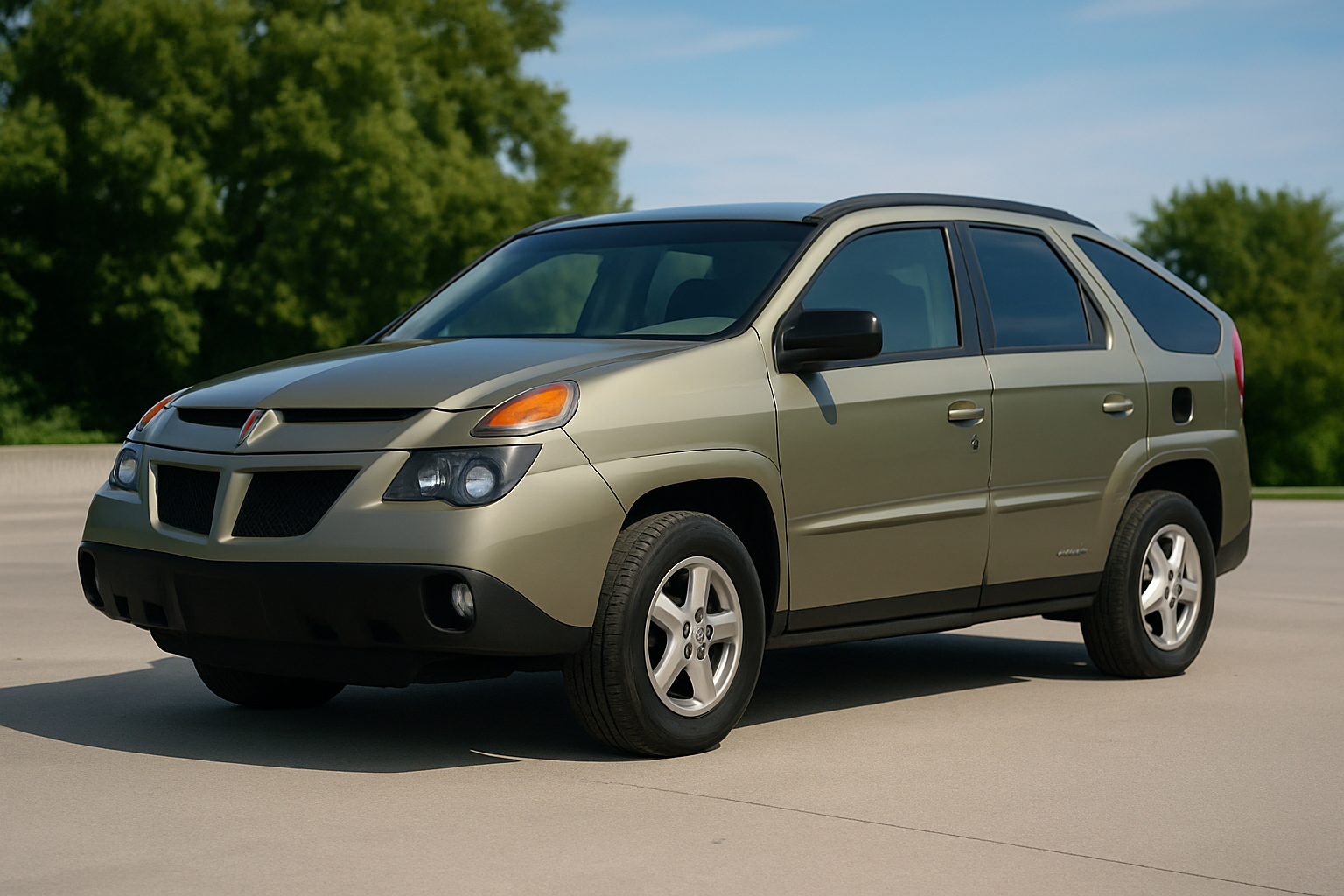 Photo de la Pontiac Aztek illustrant les défauts esthétiques qui lui ont valu la réputation de "la plus moche voiture du monde".