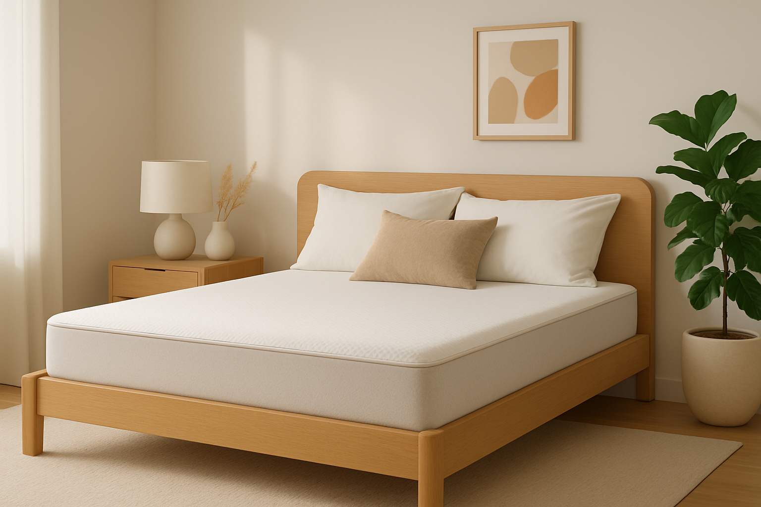 Lit moderne équipé d’un matelas à mémoire de forme illustrant confort et ergonomie