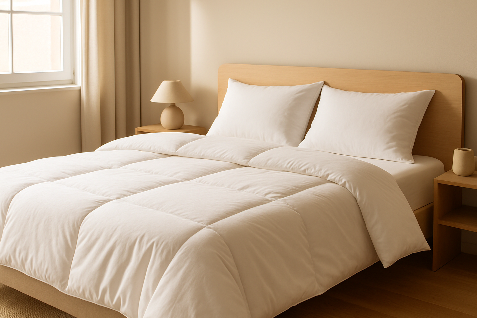 La couette Tediber mise en scène dans une chambre élégante, illustrant son design et son confort.